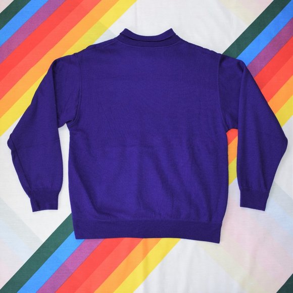 80s Purple + Red Collared Sweater by American Weekend - Picture 2 of 3